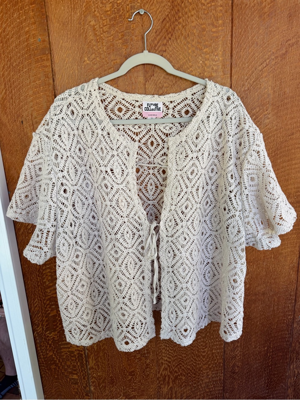 Cream Crochet Knit Shirt